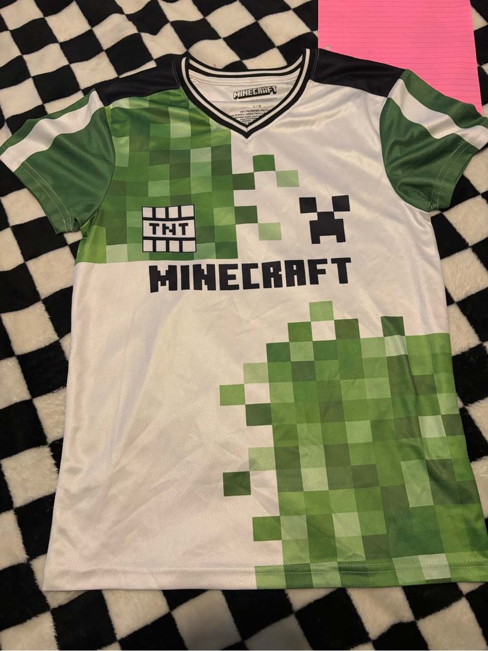 Boys large Pixel Minecraft Creeper Graphic Tee - Green